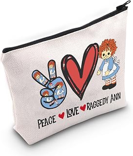 Cute Doll Cosmetic Makeup Bag Doll Fans Gift Peace Love Doll Makeup Zipper Pouch Bag For Women Girls (Peace Ragg)
