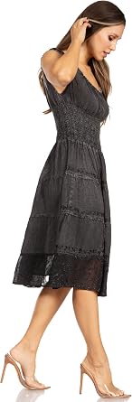 Sakkas Womens Mid Length Spring Maiden Ombre Peasant Dress