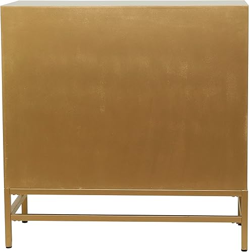 Miniatura 10 de Deco 79 Armario de madera para habitación con 3 cajones con parte delantera espejada, gabinete decorativo de 32 x 16 x 32 pulgadas, dorado