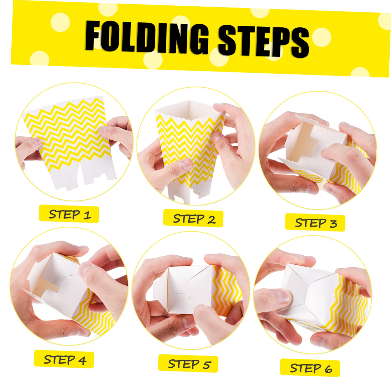 HOLIDYOYO 48pcs Popcorn Boxes Bulk for Party Disposable Paper Containers French Fries Boxes Baking Wrap for Boys and Girls