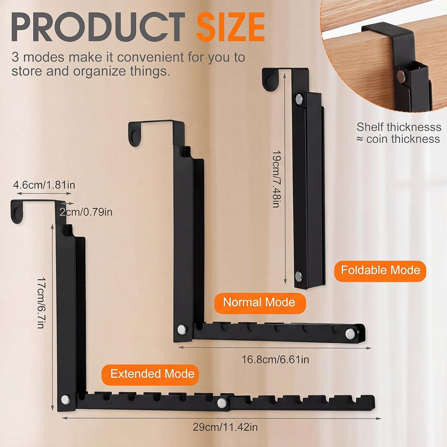 LemonRoad 2 Pack Over the Door Hooks Hanger with 11 Ridge Foldable Over Door Drying Rack Folding Extended Space Saving Clothes Rack Black Collapsible Hanging Coat Racks for Laundry Bedroom Dorm Travel