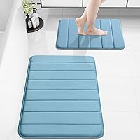 Vista 58 de Buganda Juego de 2 tapetes de baño de espuma viscoelástica y tapete para inodoro en forma de U, lavable a máquina, suave, antideslizante, Negro