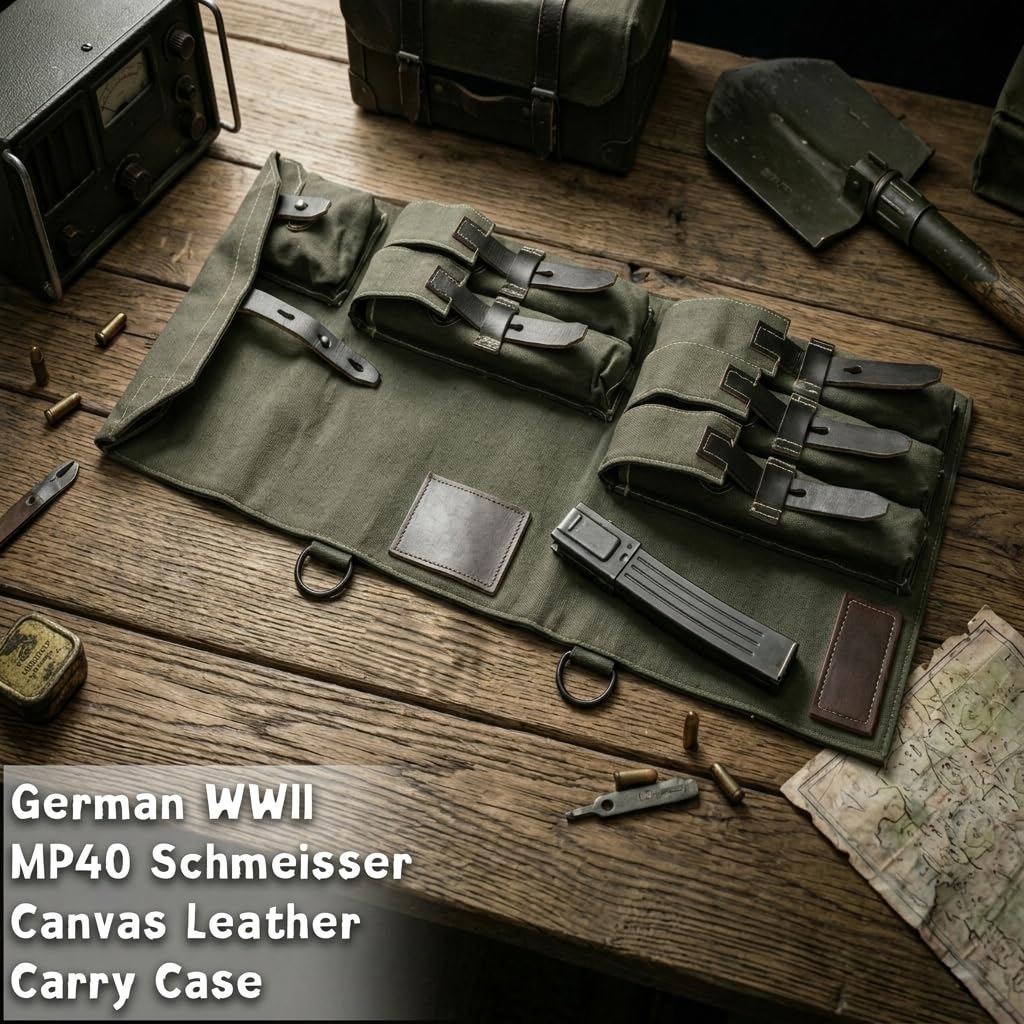 warreplica German WWII MP 40/MP40 SMG Canvas & Leather Carry Case, MP40 Schmeisser
