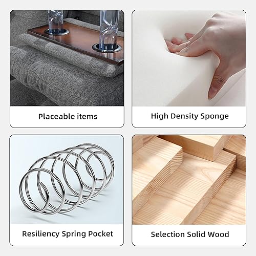 Miniatura 3 de Sofá modular otomano en forma de L, moderno sofá de salón cómodo con portavasos reversible y diván, sofá modular de 4 asientos de 97 pulgadas para