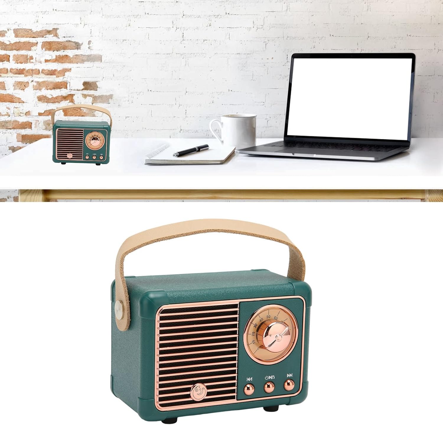 Dioche Retro Vintage Speaker, Portable Bluetooth/Wireless Speaker with Enhanced Bass, AM/FM Radio, TF Card Slot, Built-in Mic for Home, Office, Travel, Outdoor Use (Blue)