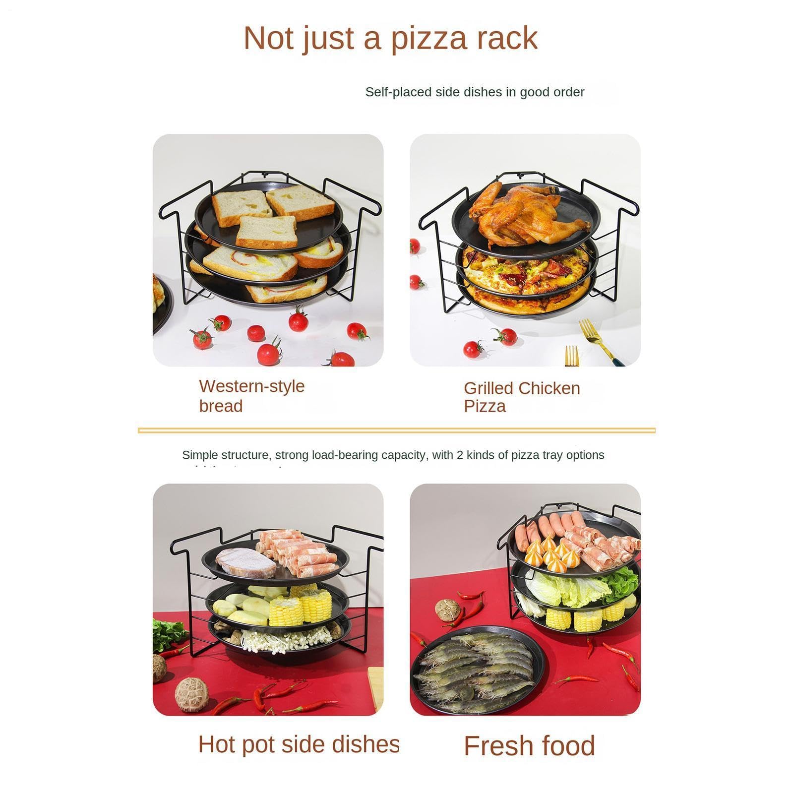 Pizza-Backblech-Set 4-lagiger zusammenklappbarer schwerlastfähiger stabiler | Pizza-Backblech-Gestell für Haushaltsküche, Brot- und Gebäckzubereitung, Restaurant, Catering, Anfänger,