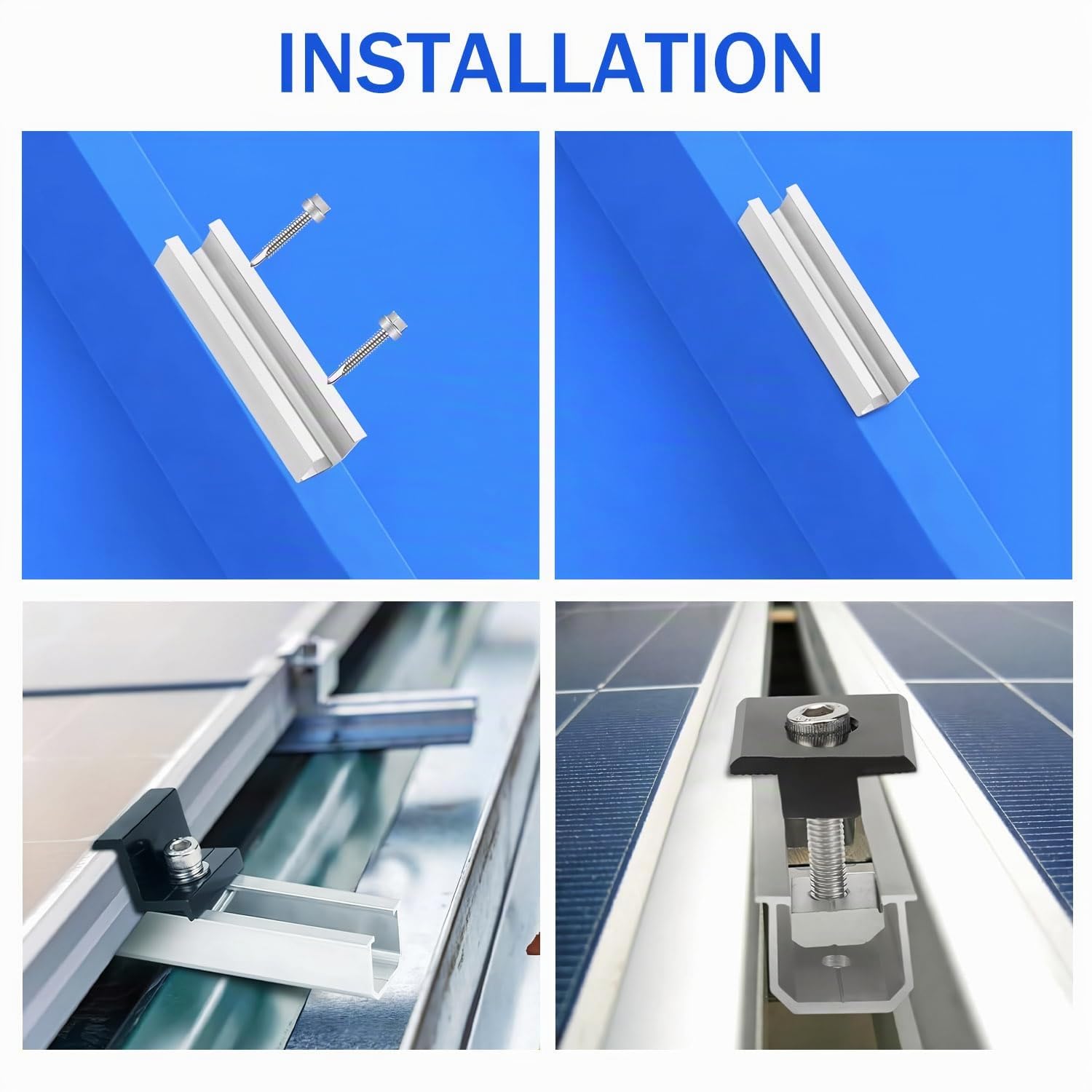 kit de support de panneau solaire ,12 cm ,accessoires de fixation pour panneau solaire,Support de Rail en Aluminium,latérales ajustables 30/35 mm Support pour 2 Panneaux Photovoltaïques