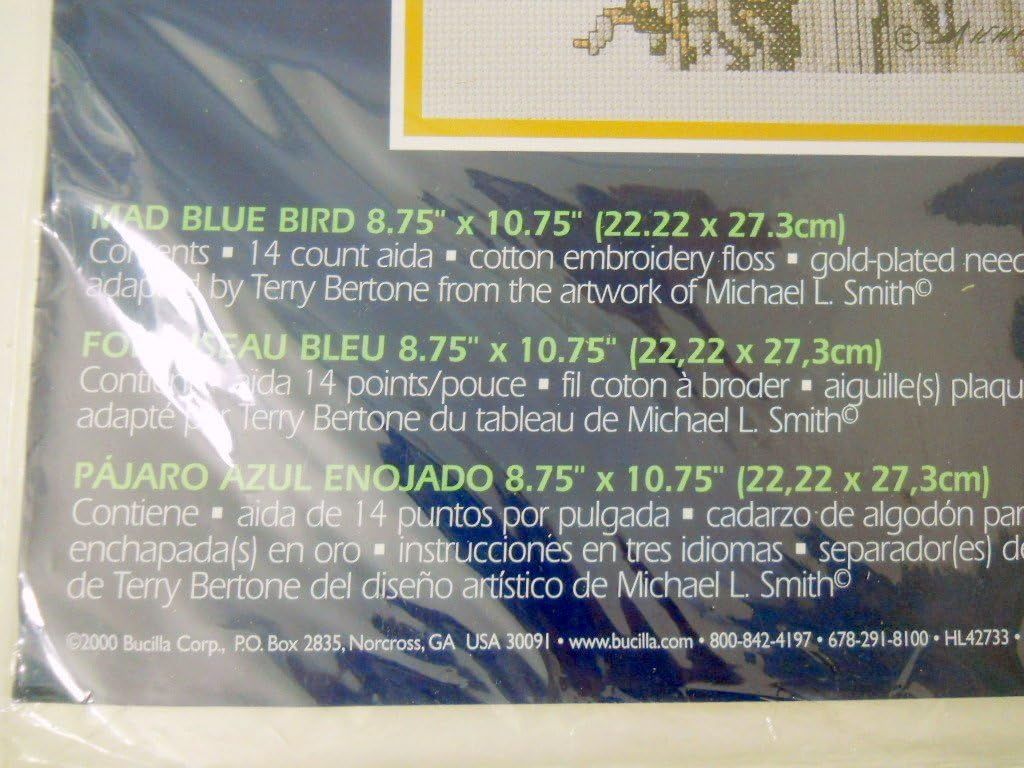 Bucilla Counted Cross Stitch Kit, 8.75 by 10.75-Inches, 42733 Mad Blue Bird