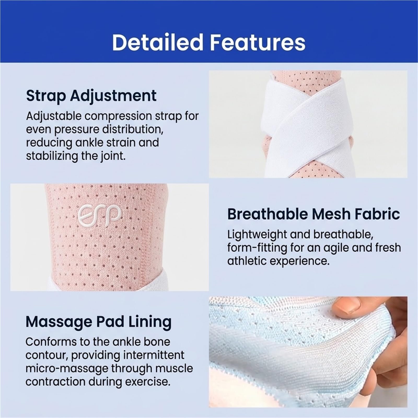 Generisch Sprunggelenkbandage mit Seitenstabilisatoren, mit atmungsaktivem Stoff, für Sport und tägliches Gehen, Modell CJDW1182 (M)