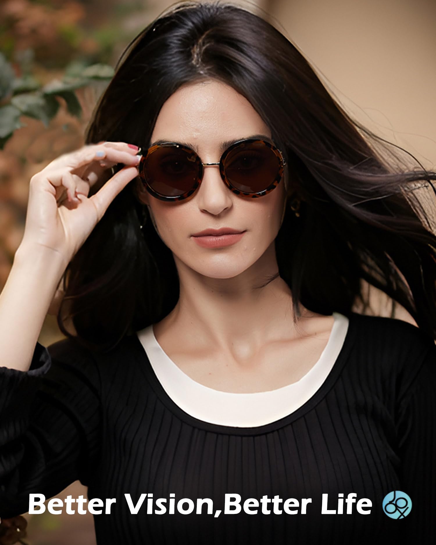 JOOX Polarized Retro Round Sunglasses for Women, Vintage Oversized Ladies Sun Glasses with 100% UV Protection Lens