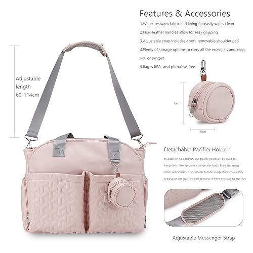 Miniatura 6 de Bolsa para extractor de leche Bolsa de pañales para bebé con funda para laptop y bolsillo de aislamiento, se adapta a la mayoría de extractores de