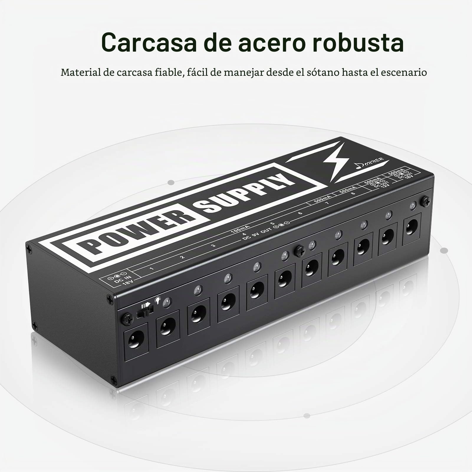 Donner DP-2 Fuente de Alimentación para Pedal de Efectos para Guitarra Portable, con Adaptador y Cables de Alimentación, Versión Avanzada