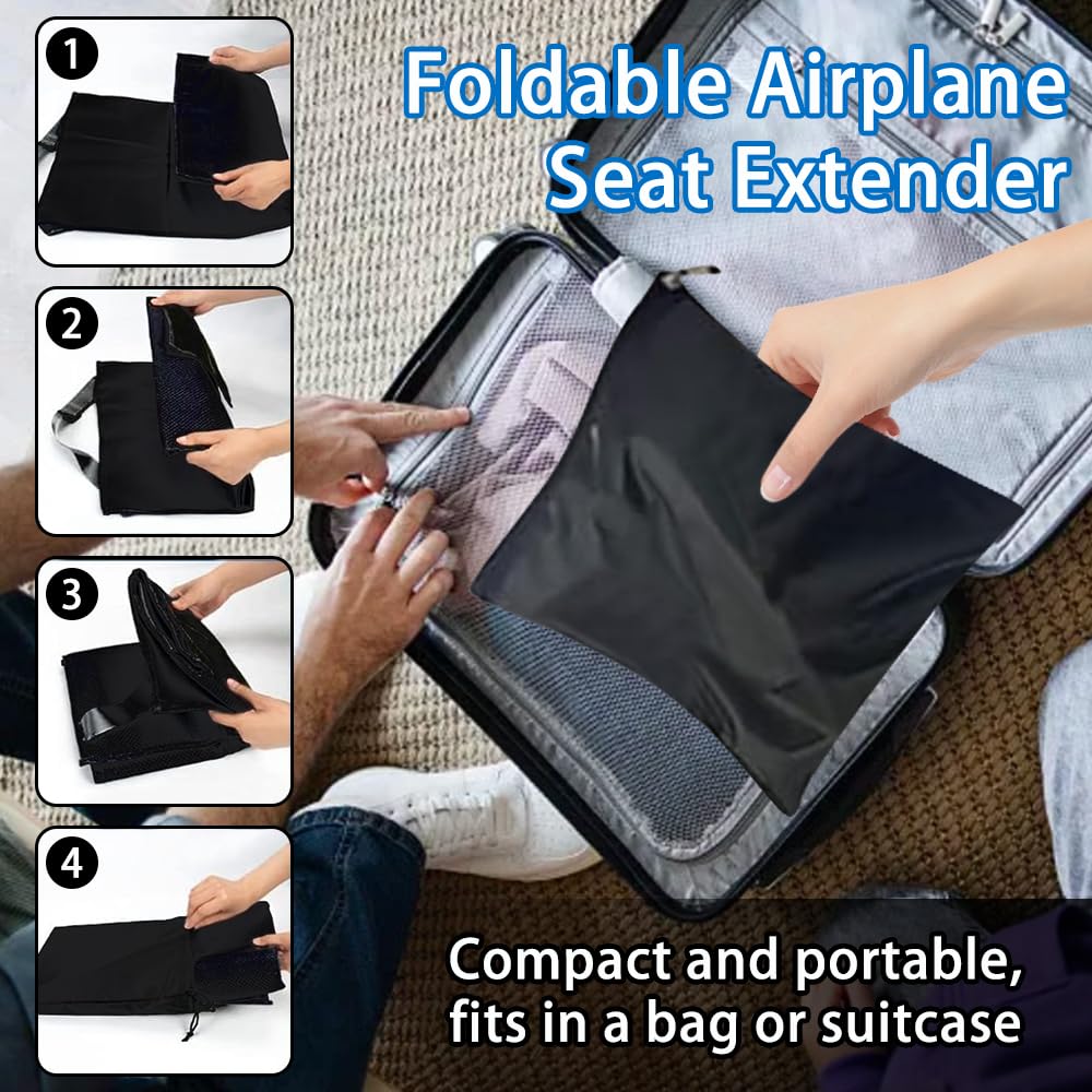 Reposapiés de Avión para Niños, Reposapiés Plegable para vuelo, Extensores de Asientos para Aviones, Cama De Viaje Portátil Para Niños Pequeños Para Vuelo Viajes, 79x44cm (Negro)