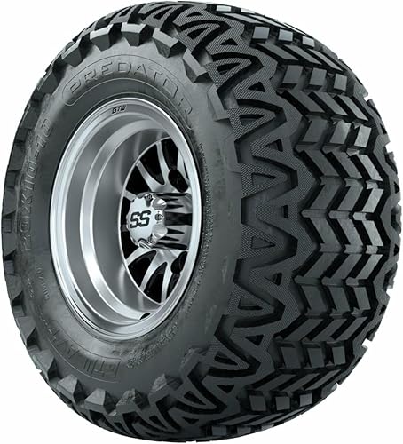 Miniatura 3 de GTW 10 Inch Golf Cart Wheels and Tires Combo  GTW Medusa MachinedBlack Wheels on 20x10-10 Predator All Terrain Tires  Set of 4