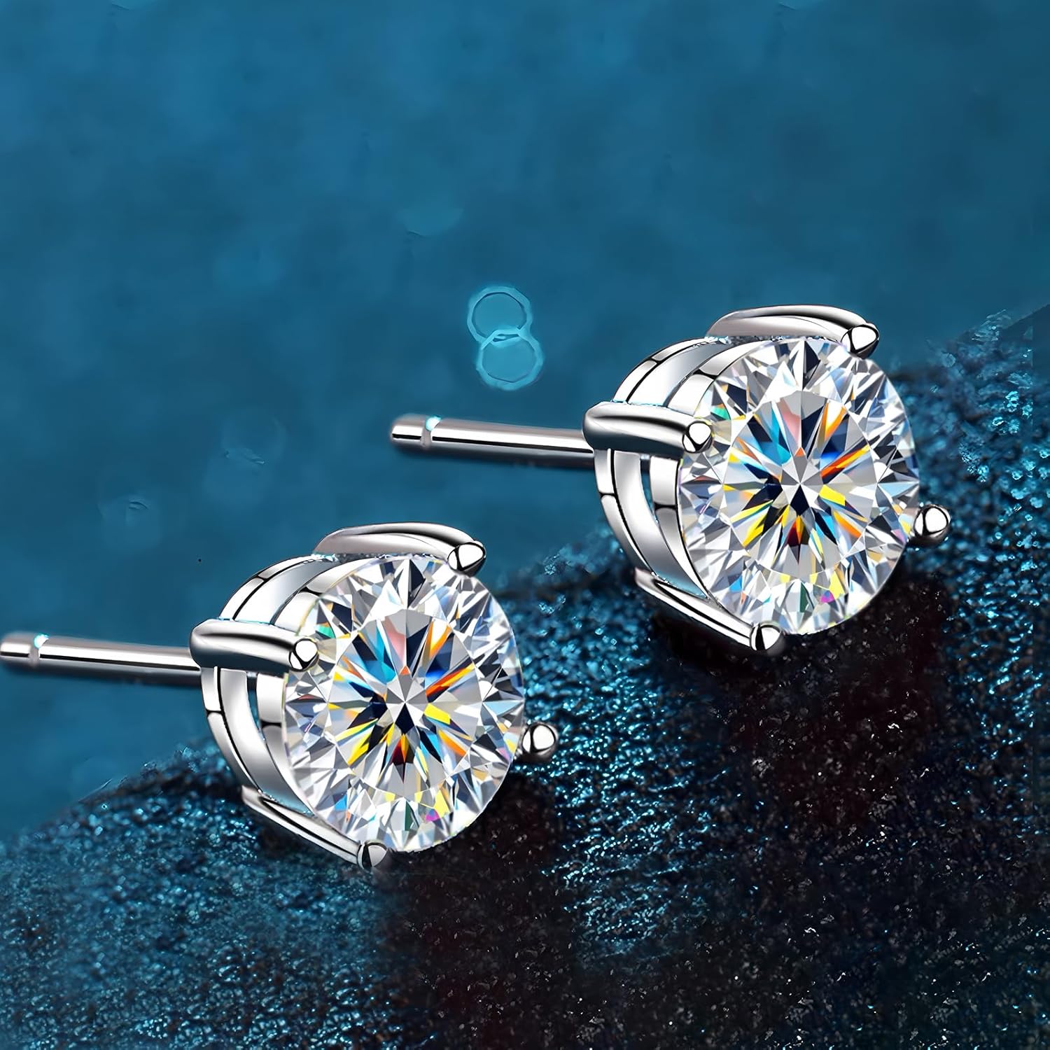 Moissanite Earrings,2ct D Color VVS1 Clarity Solitaire Round Cut Earrings S925 Sterling Silver for Women Men Moissanite Stud Earrings - Image 3