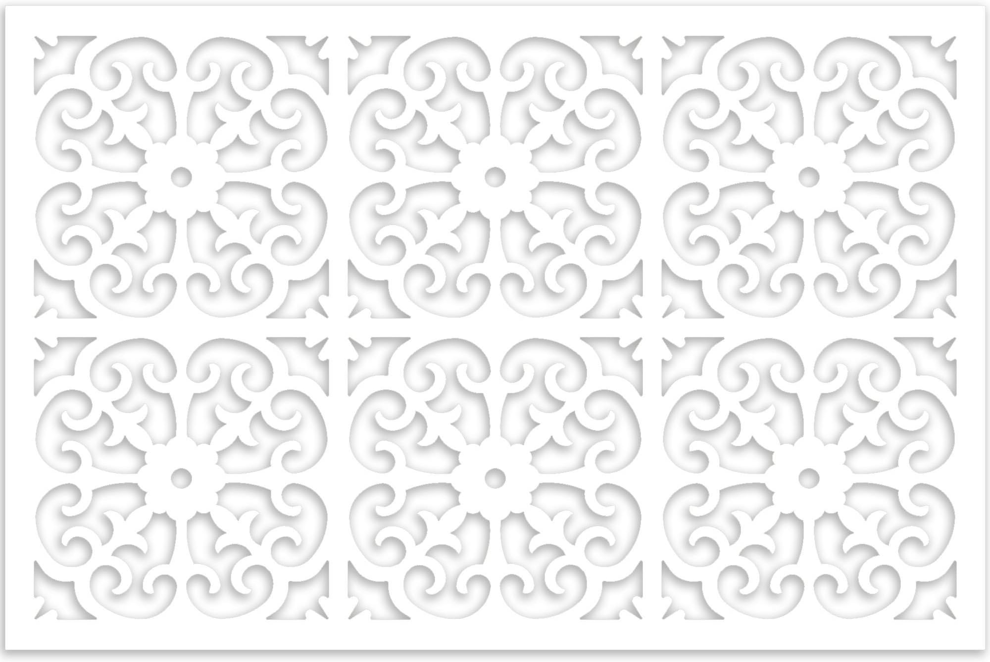 Acurio Lattice Roman Outdoor Decor Panel Screen, White, 32 x 48 x 1/4"