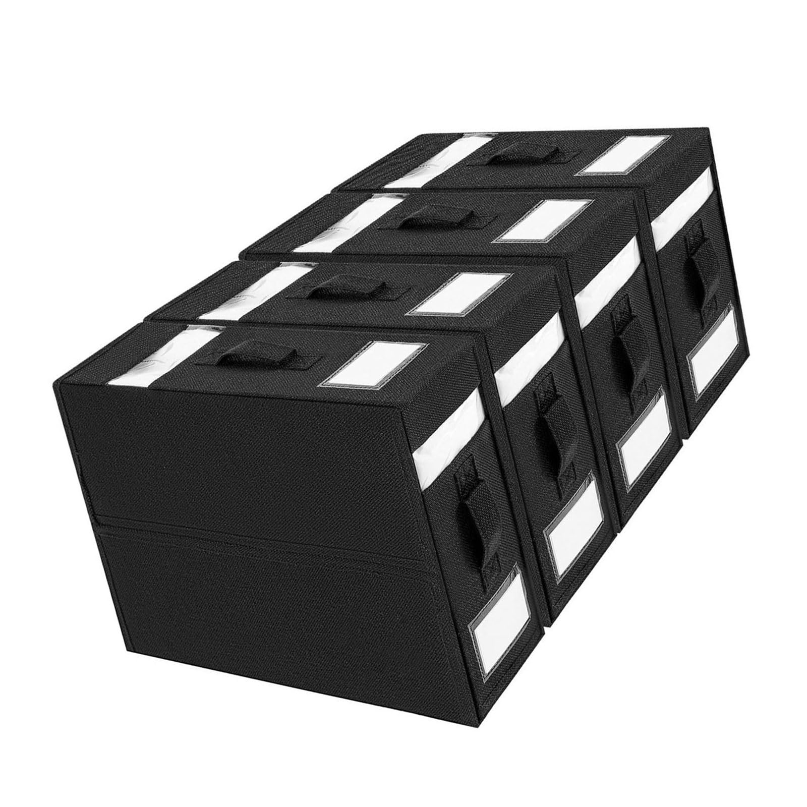 Tsophreniq Home Storage Solution Portable Accessory for Bedding and Garments Double Window Sturdy Linen Materials 4pcs Set Foldable Storage Bin