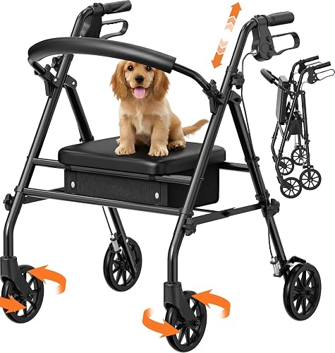 Rollator Déambulateur avec Siège et Rangement Luckfaith