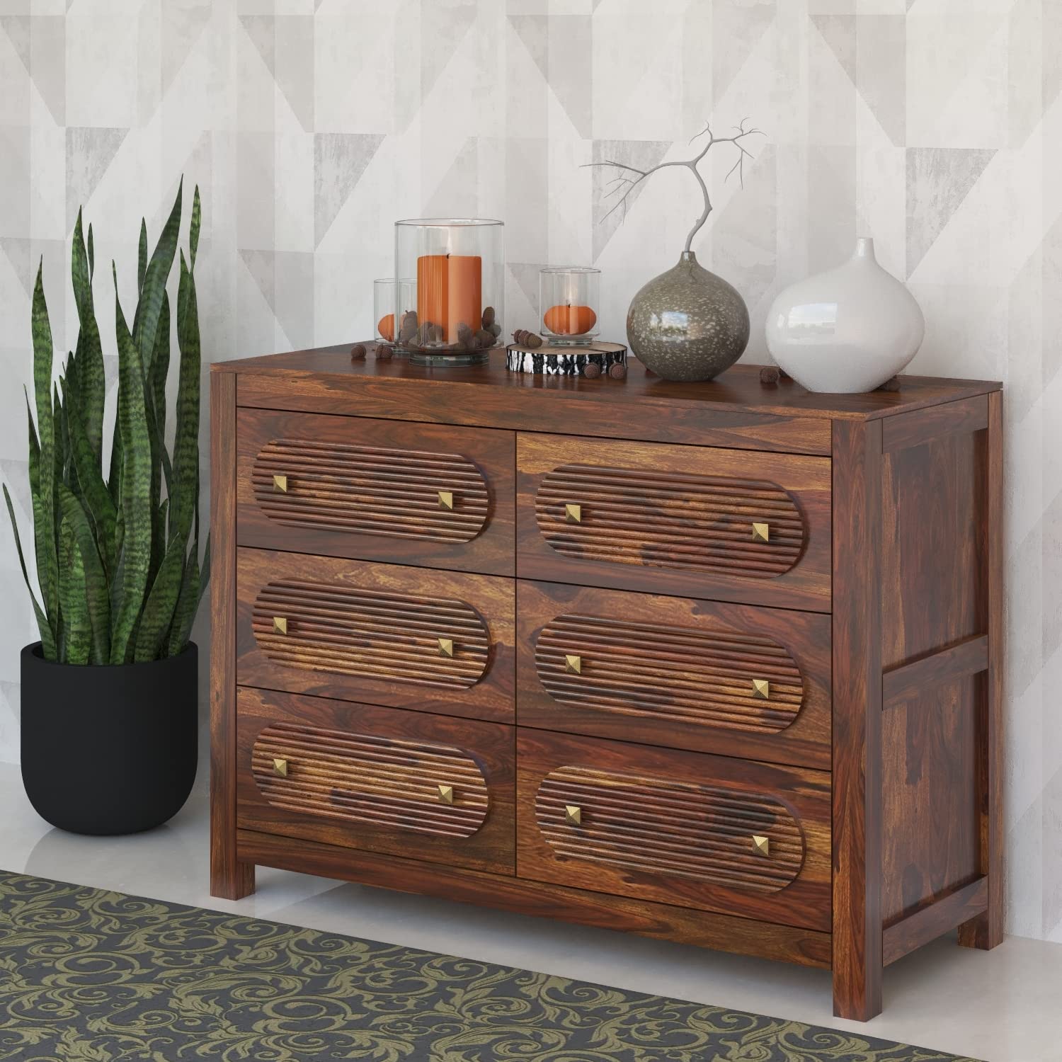 Hamish Furniture Sheesham Wood Alexus Chest of Drawer for Bedroom