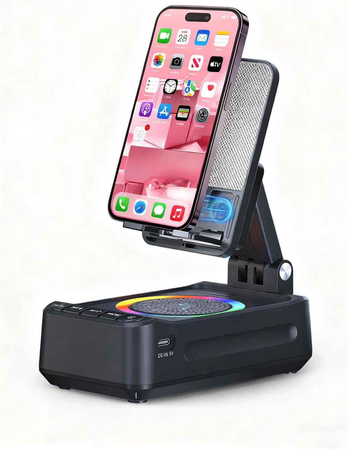 Induction Speaker with Phone Stand, Christmas & Birthday Gifts for Men, Women, Teens, White Elephant & Stocking Stuffer Gifts for Adults, Wireless Bluetooth Speaker for iPhone/Android/Tablets