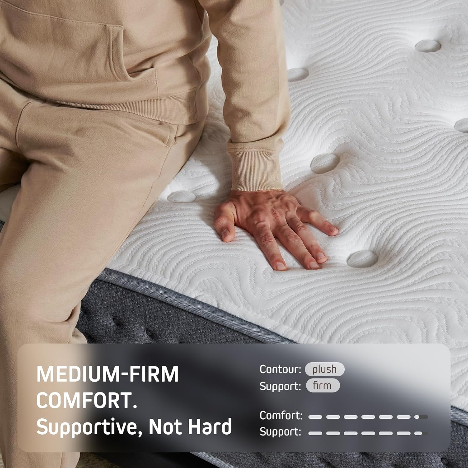 14 Inch King Size Mattress | The Feel Most Sleepers Prefer King Mattress Hybrid | Contouring Memory Foam Comfort & Balanced Support for Back and Side Sleepers – Medium-Firm | No Fiberglass