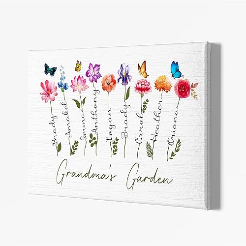 MINIVINE Ideas de regalo para abuelas - Regalos para mamá - Pintura de jardín de abuelas - Flor del mes de nacimiento - Regalos del día de la madre