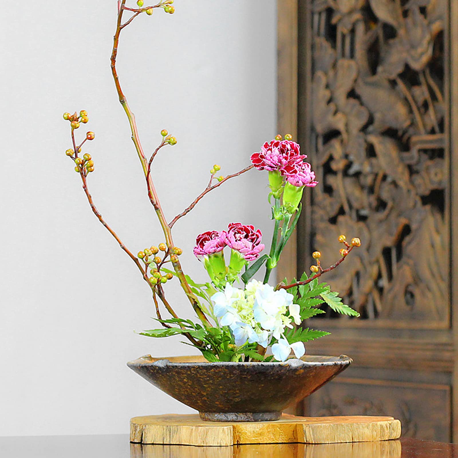 TYMAR Set Di 2 Vasi Per Fiori A Forma Rotonda Effetto Uncinetto - Crema - ø 16 Cm - Senza Fori Di Drenaggio