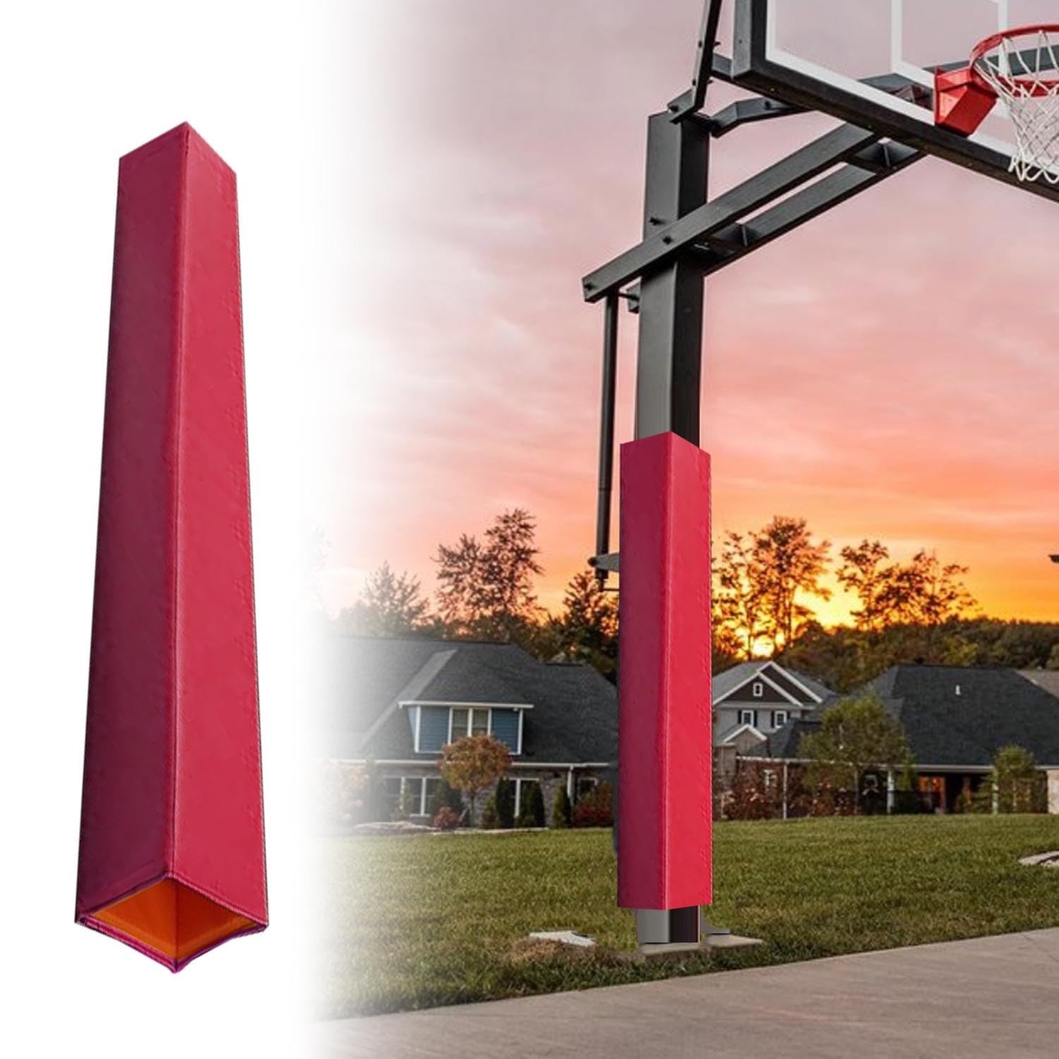 Cuscinetto protettivo per pali da basket all'aperto, altezza 122 cm, imbottitura per palo da garage, protezione contro gli urti della colonna per parcheggio auto