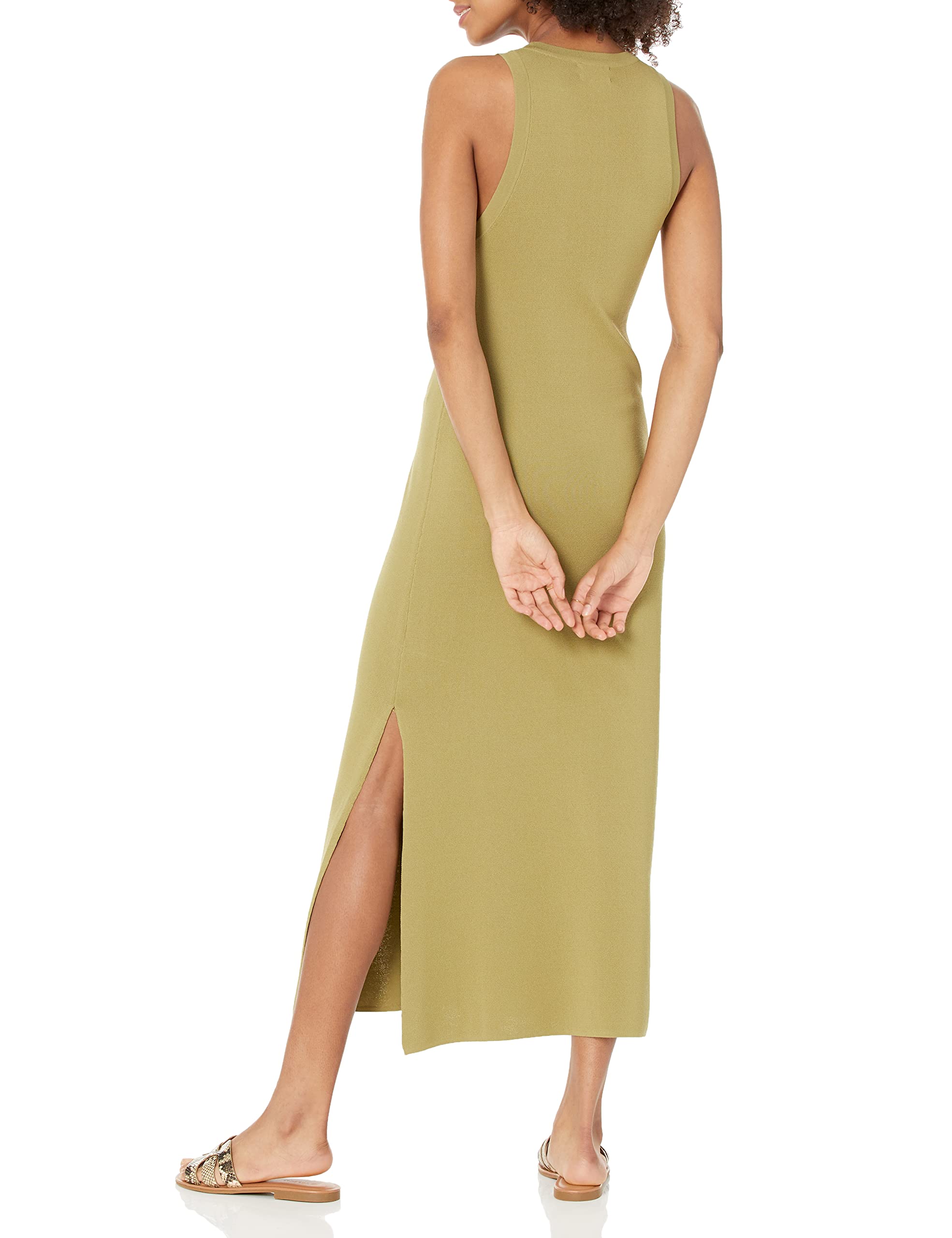 The Drop Women's Gabriela High Neck Cut-in A-line Side-Slit Maxi Sweater Dress