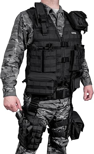 Miniatura 7 de Loaded Gear Chaleco táctico ligero para entrenamiento al aire libre y plataformas de piernas para adultos