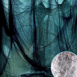 Halloween Creepy Cloth Black 360 x 79 Inches Spooky Halloween Decorations Cheesecloth with Spider Web Party Supplies Décor...