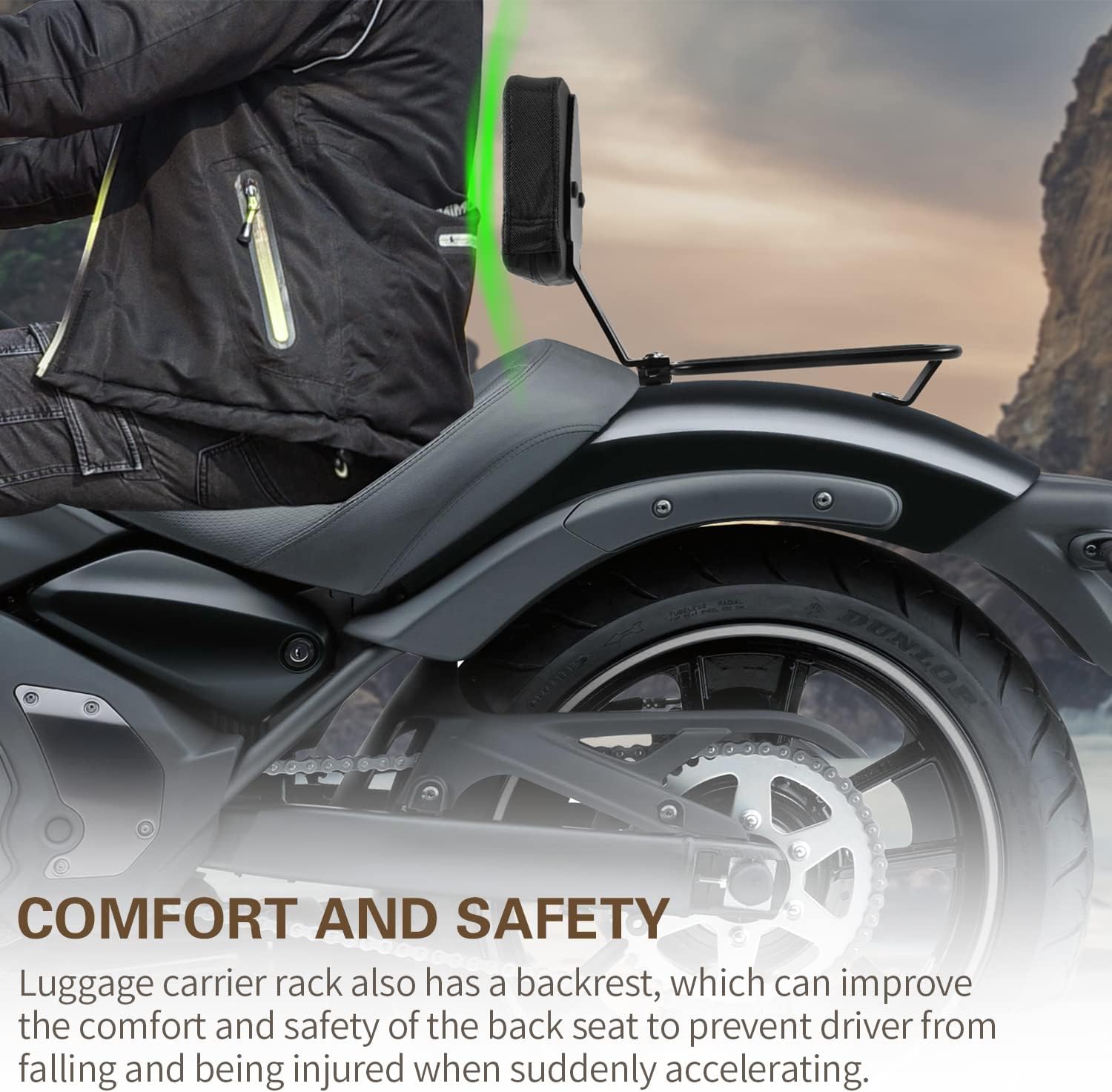 Motorcycle Sissy Bar Luggage Rack for Kawasaki Vulcan 650 VN650 S 2015 2016 2017 2018 2019 2020 2021 2022 2023 2024 2025 2026 Rear Passenger Backrest Upright Seat Leather Cushion Pad