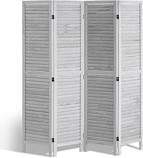 VEVOR Wood Room Divider, 4 Panel Folding Privacy Screen, 66.9 Inches Tall Indoor Wooden Partition, Portable Decoration Screen, for Room Separation, Home, Office, Restaurant & Bedroom (Light Grey)
