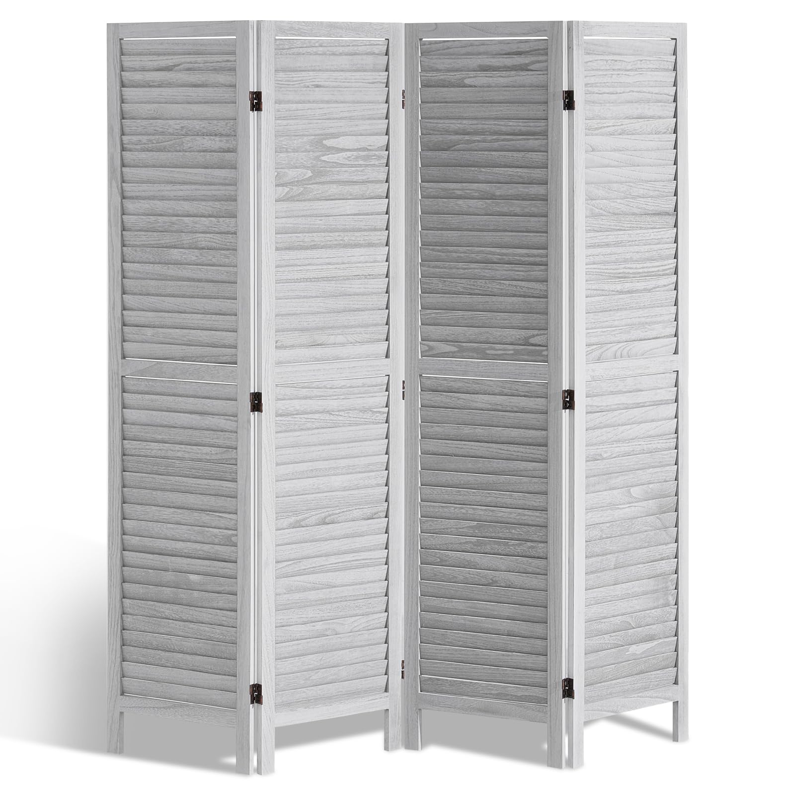 vevor wood room divider, 4 panel folding privacy screen, 66.9 inches tall indoor wooden partition, portable decoration screen, for room separation, home, office, restaurant & bedroom (light grey)