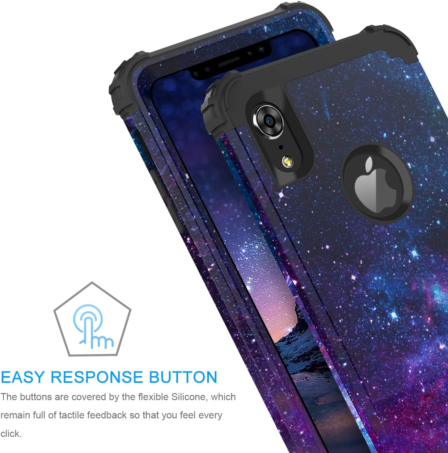 BENTOBEN iPhone XR Case, iPhone Xr Case Purple Space, 3 in 1 Heavy Duty Slim Nebula Galaxy Design Hybrid Hard PC Back Cover Soft Silicone Bumper Full Body Protective Phone Cases for iPhone XR, Space