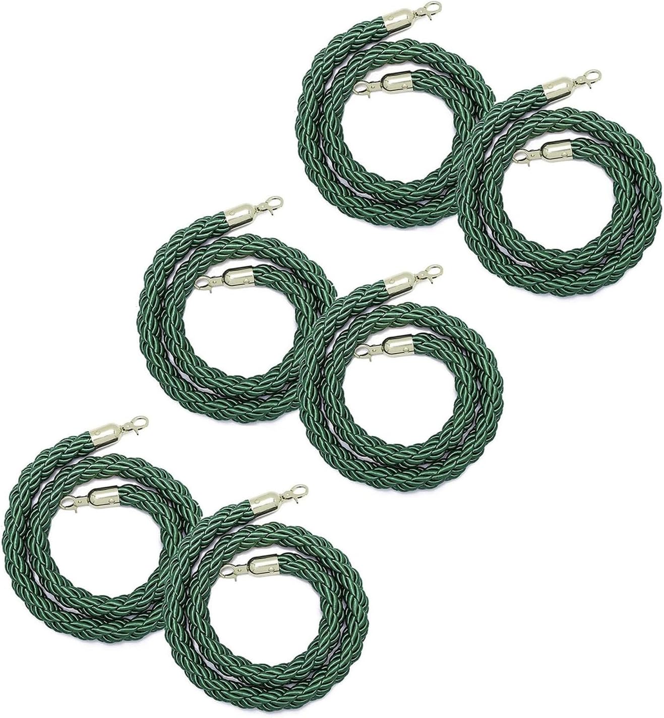 Jute Hemp Rope Nets for Safety Decorative Rope Ladder Kids and Pet Versatile Net Climbing,Braided BER Ropes for Queue Control 6-Pack (100cm/40in) Twisted Green Safety Ropes for Events Film P