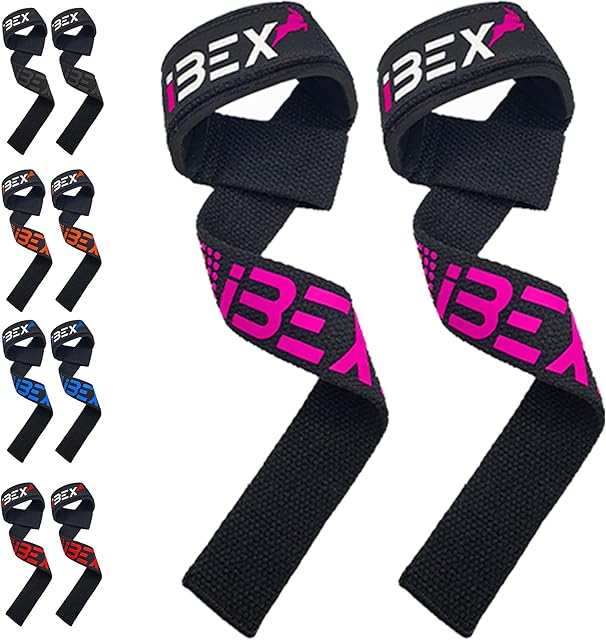 iBEX Weight Lifting Straps with Padded Wrist Support and Advanced Gel Grips - Strongly stitched 100% cotton Extra Long Gym Straps for Deadlift, Workout & Barbell Shrugs