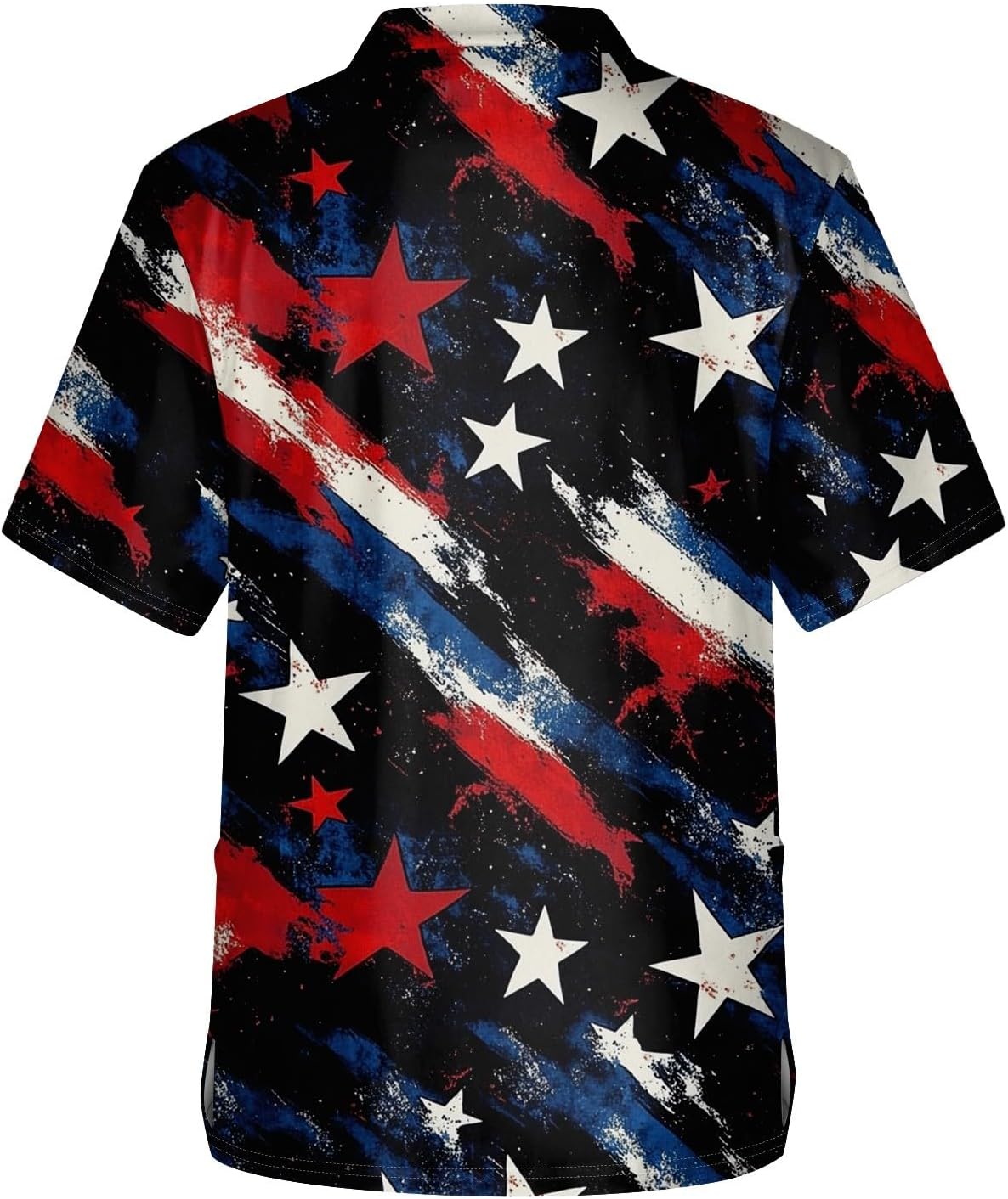 WENKOMG1 Men's 4th of July Scrubs Top V-Neck Short Sleeve Soft Stretch Scrub Shirts with Pockets