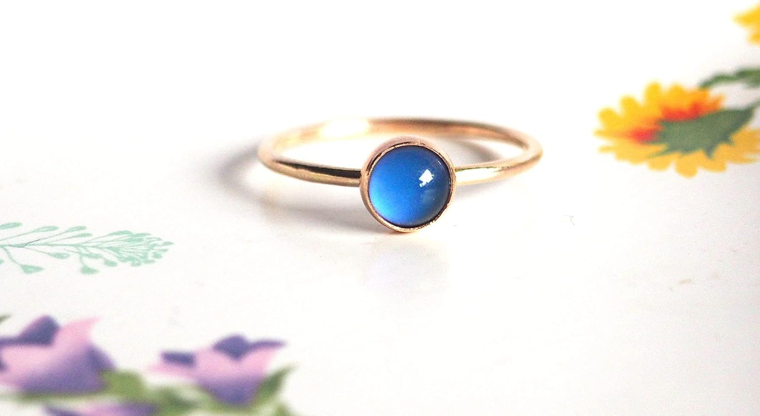 Small Stacking Mood Ring in 14kt Gold