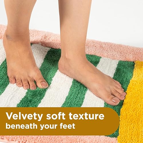 Miniatura 7 de Folkulture Alfombras de baño (20 x 30) alfombras de baño para baño o alfombra de baño de microfibra Alfombra de baño lavable antideslizante de