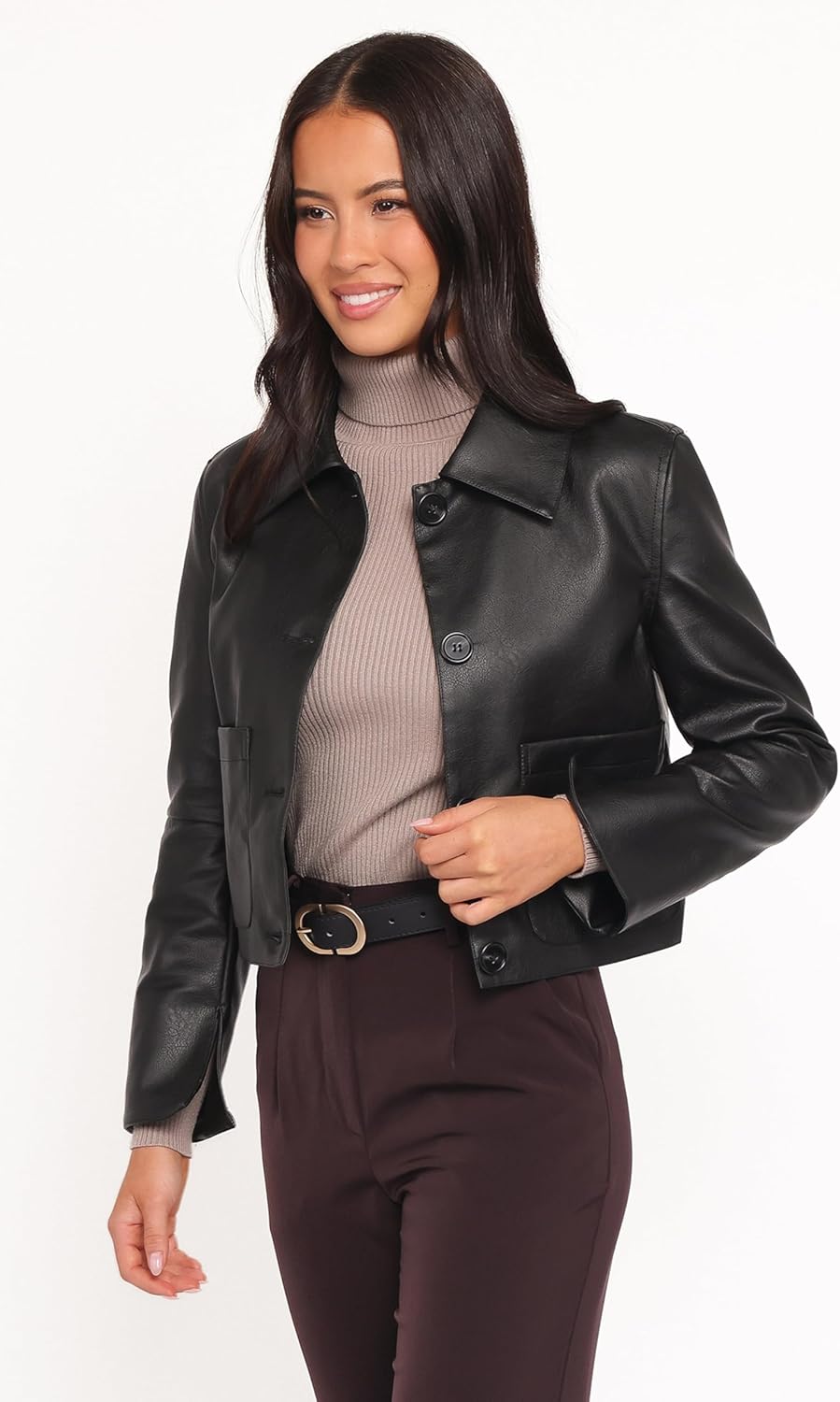 Petal & Pup Women's Hope Crop Faux Leather Jacket