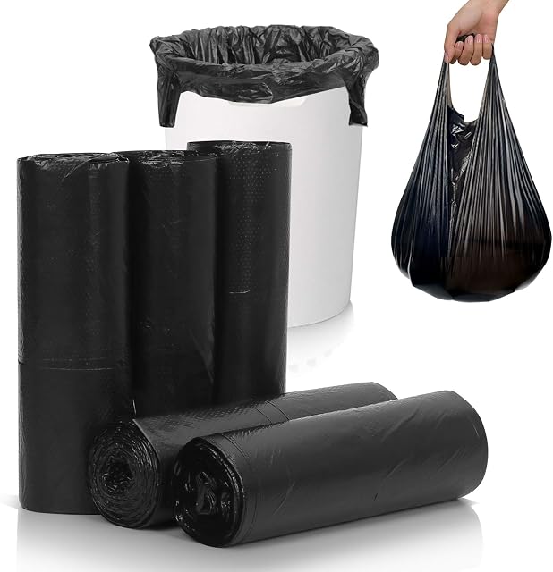 Skycase Trash Bags, Garbage Bags, 5 Rolls 100 counts [Extra Thick][Leak Proof] Rubbish Bags Wastebasket Bin Liners for Home Office Trash Can Black