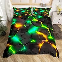 Vista 43 de Funda de edredón hexagonal verde estereoscópica de nido de abeja para niños, diseño geométrico de colmena, funda de edredón geométrica de panal