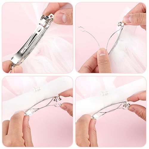 Miniatura 8 de Velo de lazo de pelo de perlas nupciales, lazo de pelo blanco perla, velo de boda con pasador, decoraciones de despedida de soltera, regalos de dama