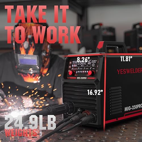 Miniatura 7 de YESWELDER MIG-250PRO Soldador MIG de Aluminio, 250A 110V220V con Pantalla Digital Avanzada, Máquina de Soldadura Multiproceso 6-En-1 MIGMIG