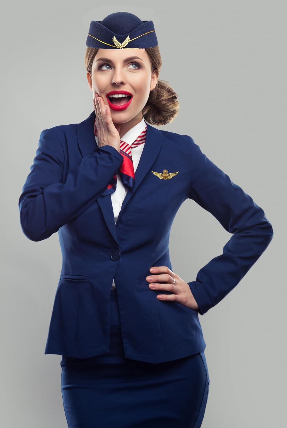 DPLin Pilot Captain Hat Costume set Stewardess Accessories Flight Attendant Hat with Sunglasses and Scarf Cosplay Costumes