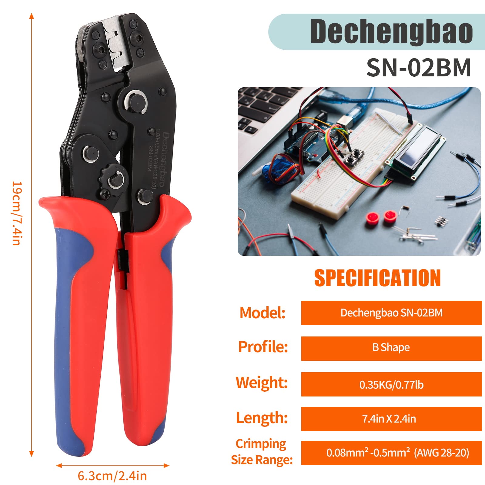 Ratchet Crimping Pliers – 0.5–1.5mm² For Dupont, TE, JST, Molex Terminals