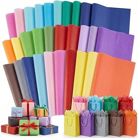 Shindel 120 Sheets Tissue Paper, 20x14 Inch Gift Wrapping Paper Bulk for DIY Crafts Gift Box Wrapping 20 Colors