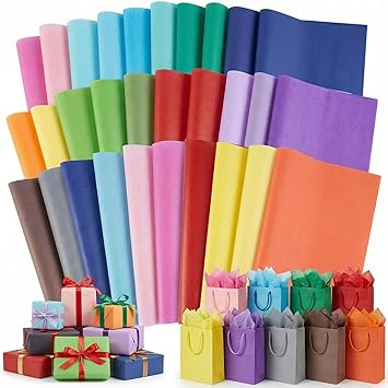 Shindel 120 Sheets Tissue Paper, 20x14 Inch Gift Wrapping Paper Bulk for DIY Crafts Gift Box Wrapping 20 Colors