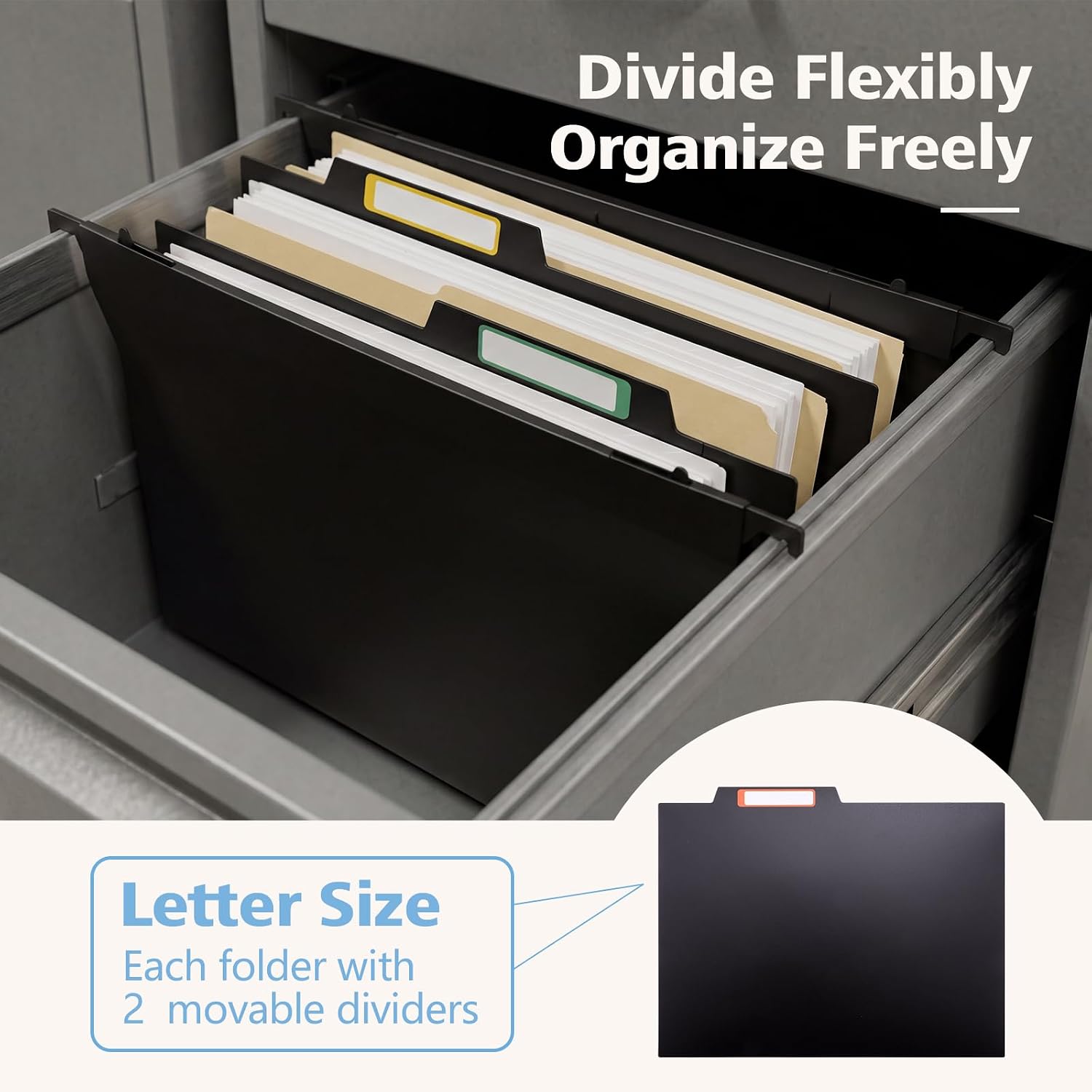 Plastic Extra Capacity Hanging File Folders, 4" Expansion Hanging Organizer image 3